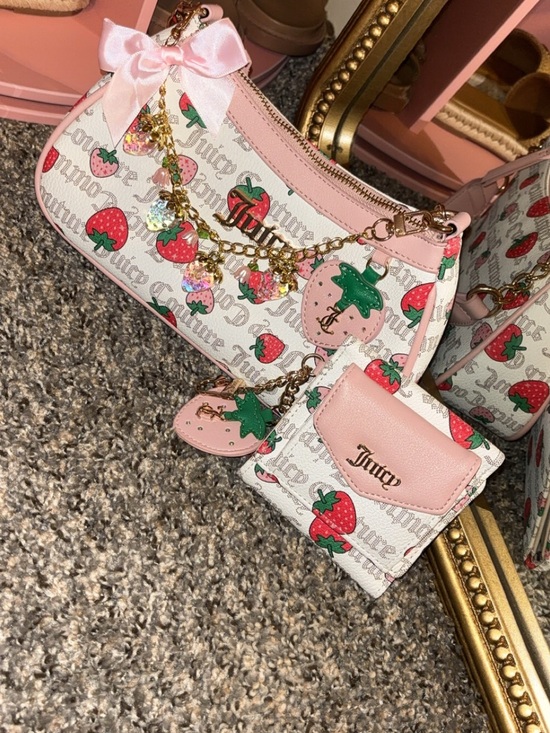 Juicy Couture Pink Strawberry Print Mini Bag & Wallet Set - Picture 2 of 2